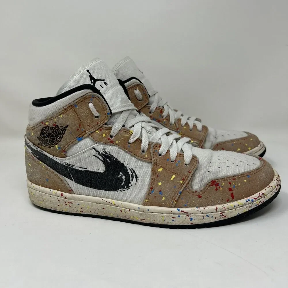 Size 10 - Air Jordan 1 SE Mid Brushstroke Paint Splatter